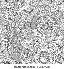 Ornamental ethnic black and white pattern. Floral background can be used for wallpaper, pattern fills, textile, fabric, wrapping, surface textures, coloring book for adults and kids.