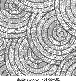 Ornamental ethnic black and white pattern. Floral background can be used for wallpaper, pattern fills, textile, fabric, wrapping, surface textures, coloring book for adults and kids.