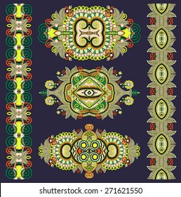 ornamental ethnic decorative floral adornment set, vector illustration
