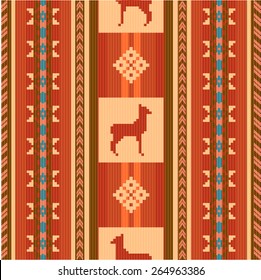 Ornamental ethnic fabric pattern with lamas