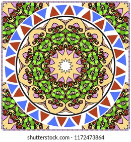 Ornamental ethnic pattern. For fashion design, shawl, textile, bandanna, print, invitation card. Vector illustration.