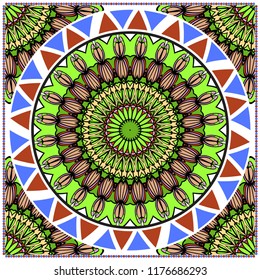 Ornamental ethnic pattern. For fashion design, shawl, textile, bandanna, print, invitation card. Vector illustration.