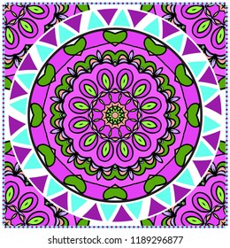 Ornamental ethnic pattern. For fashion design, shawl, textile, bandanna, print, invitation card. Vector illustration.