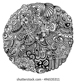 Ornamental ethnic pattern. Floral background can be used for wallpaper, pattern fills, textile, fabric, wrapping, surface textures, coloring book for adults and kids.