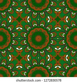 Ornamental Ethnic Seamless Floral Pattern. For Fashion Design, Shawl, Textile, Bandanna, Print, Invitation Card. Vector Illustration.