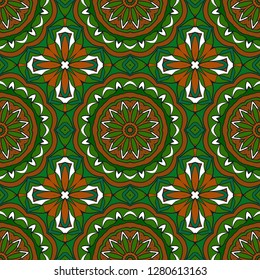 Ornamental Ethnic Seamless Floral Pattern. For Fashion Design, Shawl, Textile, Bandanna, Print, Invitation Card. Vector Illustration.