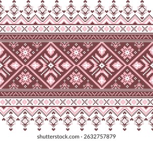 Ornamental Fabric Pattern in Garnet and Soft Rose