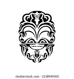 Ornamental faces. Hawaiian tribal patterns. Suitable for tattoos. Isolated. Vector illustration.