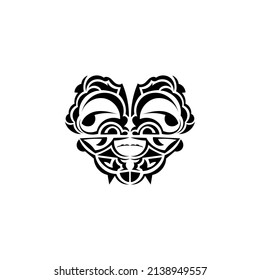 Ornamental faces. Hawaiian tribal patterns. Suitable for prints. Isolated. Vector illustration.