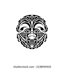 Ornamental faces. Maori tribal patterns. Suitable for tattoos. Isolated on white background. Vector.