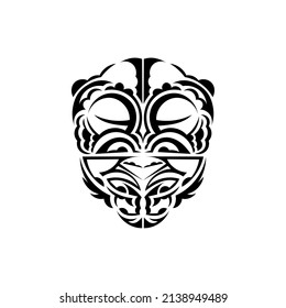 Ornamental faces. Maori tribal patterns. Suitable for prints. Isolated. Vector illustration.