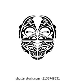 Ornamental faces. Polynesian tribal patterns. Suitable for tattoos. Isolated on white background. Vector illustration.