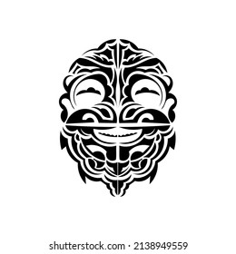 Ornamental faces. Polynesian tribal patterns. Suitable for prints. Isolated. Vector.