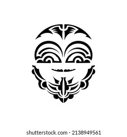 Ornamental faces. Polynesian tribal patterns. Suitable for prints. Isolated. Black ornament, vector.