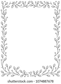 Ornamental Fairy-tale Flower Frame. Retro, vintage, gothic style.