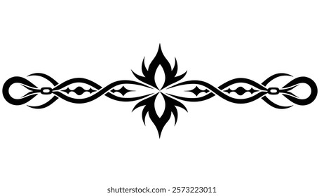 Ornamental Filigree Decorative Divider Line with Symmetric Abstract Floral Flourish Border