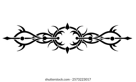 Ornamental Filigree Decorative Divider Line with Symmetric Abstract Floral Flourish Border