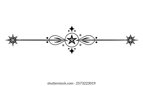 Ornamental Filigree Decorative Divider Line with Symmetric Abstract Floral Flourish Border