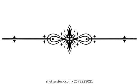 Ornamental Filigree Decorative Divider Line with Symmetric Abstract Floral Flourish Border