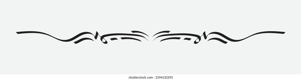ornamental filigree flourish and thin divider. Classical vintage element, vector illustration