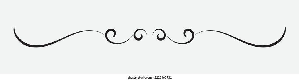 ornamental filigree flourish and thin divider. Classical vintage element, vector illustration