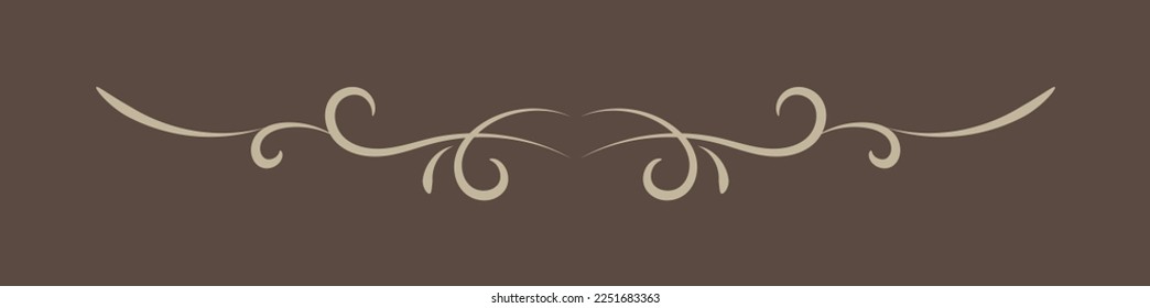 ornamental filigree flourish and thin divider. Classical vintage elements, vector illustration