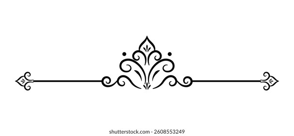 Ornamental filigree flourishes divider. Classical vintage element vector illustration