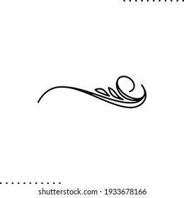 Ornamental filigree flourishes and thin divider vector icon in outline