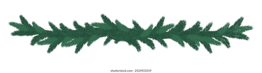 Ornamental fir branches on white background, Christmas decoration