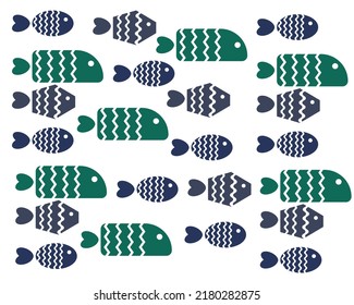 Ornamental fish seamless pattern. vector illustration.