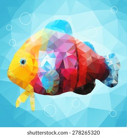 Ornamental fish in the style of polygon graphics
