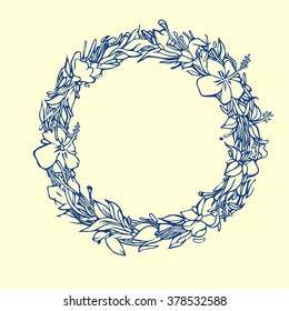 Ornamental flora circles decors. circle flora pattern. hand drawn. background vector illustration.