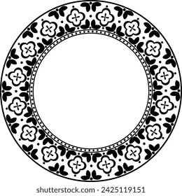 Ornamental floral black silhouette round frame
