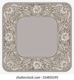 Ornamental  floral border . Paper napkin