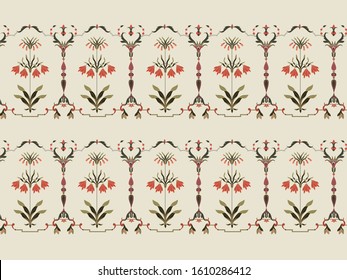 Ornamental floral border with repeated motif