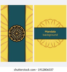 Ornamental floral business cards or invitation with mandala. Vector illustration