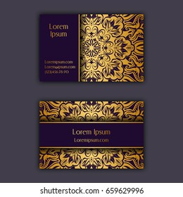 Ornamental floral business cards. Vintage decorative elements.