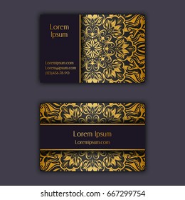 Ornamental floral business cards. Vintage decorative elements.