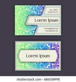 Ornamental floral business cards. Vintage decorative elements.