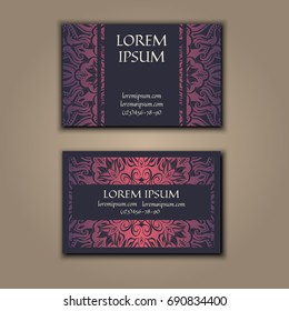 Ornamental floral business cards. Vintage decorative elements.