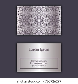Ornamental floral business cards. Vintage decorative elements.