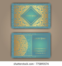 Ornamental floral business cards. Vintage decorative elements.