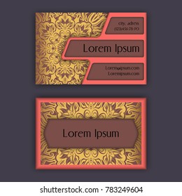 Ornamental floral business cards. Vintage decorative elements.