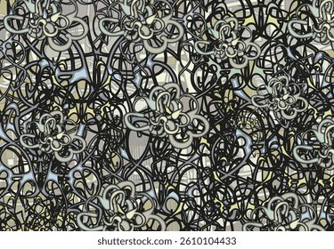 Ornamental floral or butterfly wings backdrop for textiles or fabrics. Tropical linear motifs for interior solutions, covers, tiles, fashion trends, prints, dynamic posters, wallpapers, etc. Vector
