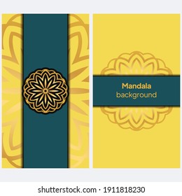 Ornamental floral cards or invitation with mandala. Vector illustration
