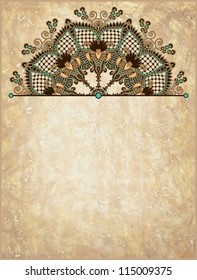 Ornamental floral circle pattern with place for your text, in grunge background