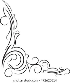 Ornamental floral corner. Vector illustration for your design or tattoo.