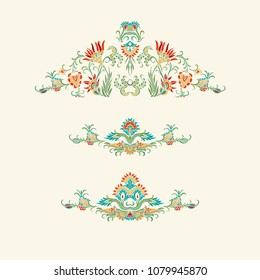 Ornamental floral decorative composition on white background