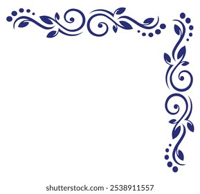 Ornamental Floral Design A classic black and white floral design element featuring elegant, curved leaves and intricate detailing. Perfect for use in decorative borders, logos, or vintage-inspired 