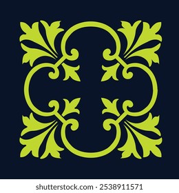 Ornamental Floral Design A classic black and white floral design element featuring elegant, curved leaves and intricate detailing. Perfect for use in decorative borders, logos, or vintage-inspired 